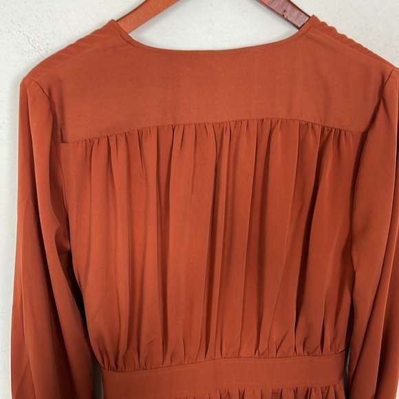 NWT Who What Wear Arabian Spice Burnt Orange Rust Midi Wrap Dress M Thanksgiving - Picture 5 of 8